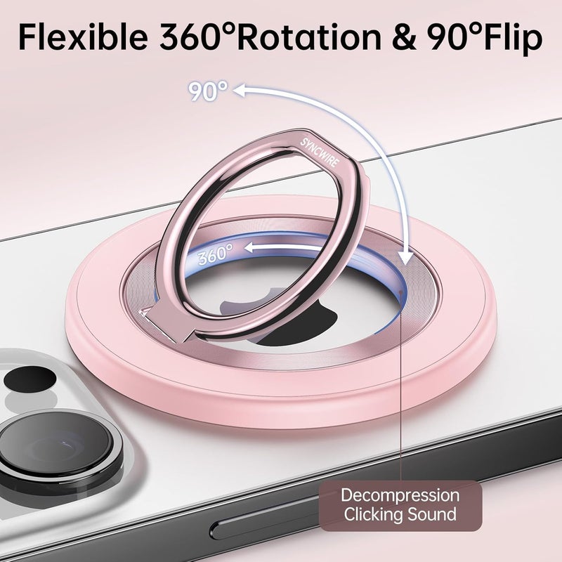 Syncwire Magnetic Phone Ring Holder for MagSafe [2 Pack] - Magnet Cell Phone Grip Stand Finger Ring Kickstand Two-Sided Magnetic Compatible with iPhone 17 Pro Max 16 15 14 13 12 MagSafe Accessories - Image 2